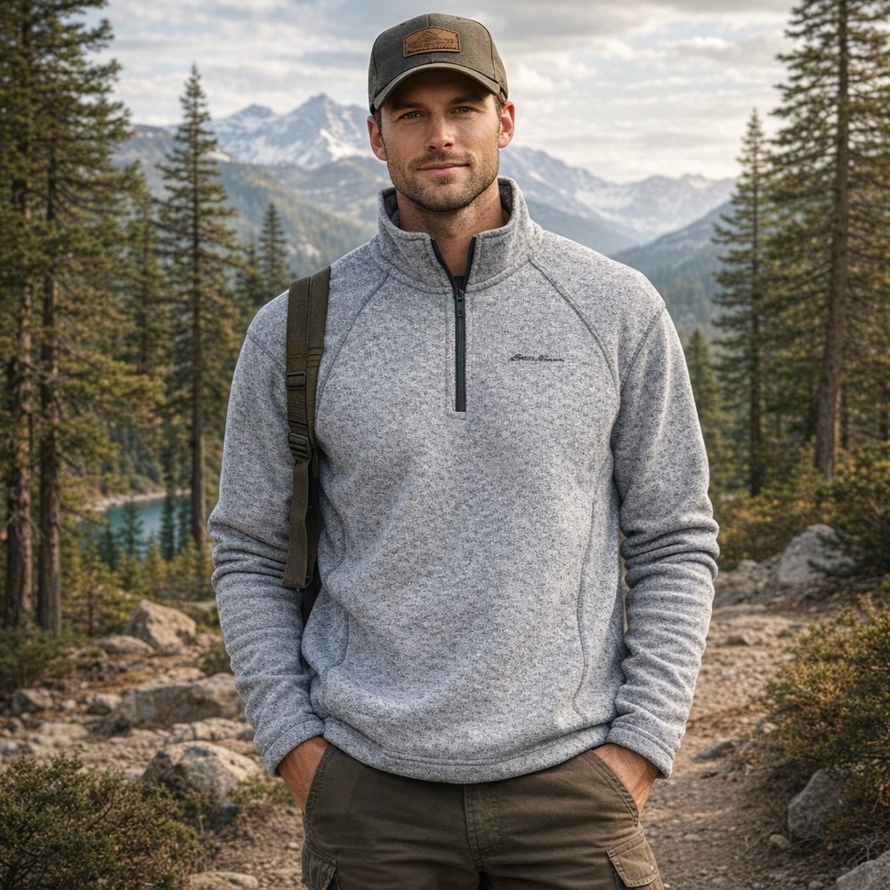 Eddie Bauer Grey Fleece Pullover Sweater